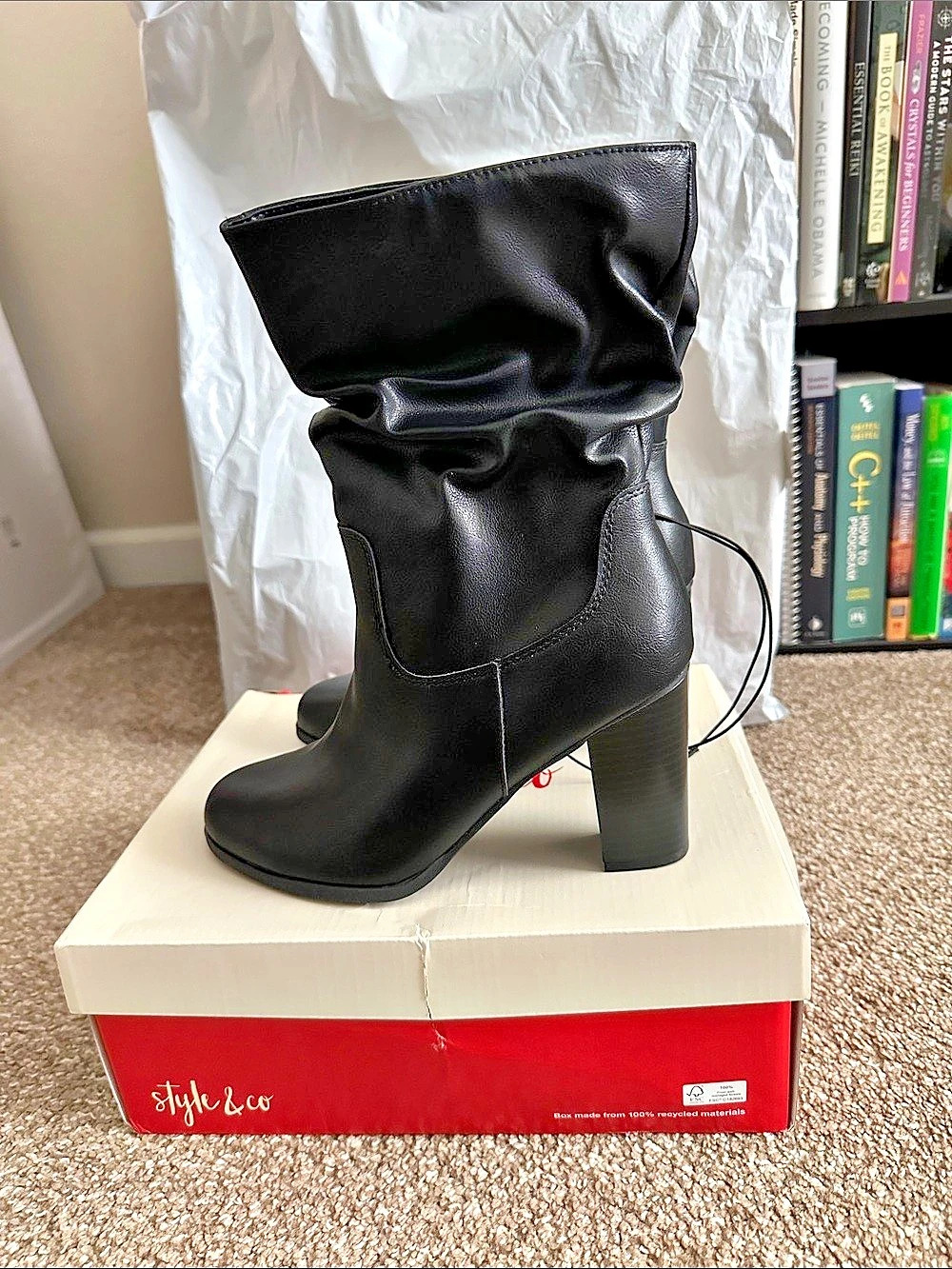 Style & Co Saraa Slouch Mid-Shaft Boots Black US 8.5 M
